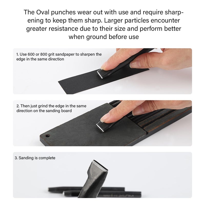 WUTA 5 Pcs Oval Leather Hole Punch for Belt,Watch Band,Strap and leathercrafts,Punching Cutter Tool Kits for Leather DIY - Image 5